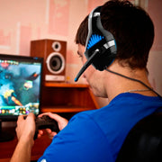 Beexcellent GM-5 Gaming Headset, Noise-Canceling Over-Ear, 7.1 Surround Sound, RGB Lighting, Blue