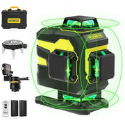 IKOVWUK 4x360 Degree Laser Level Pro Kit, Self-leveling Tool for Construction, Yellow