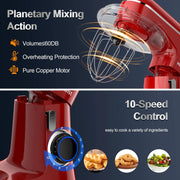 Honinst 1531 Electric Stand Mixer 6.5 QT 10+P Speeds Lightweight Rede