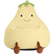 Concetta Bean Bag Chair, Soft Faux Rabbit Fur, Eggplant Shape, Yellow, 31in Kids Lazy Chair