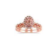Brilliance Fine Jewelry XR2713DS-PGE3MG 1/4 Oval cut Morganite and Diamond Bridal, pink, 7