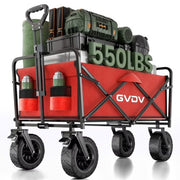 GVDV Collapsible Folding Wagon, 550LBS Large Heavy Duty Utility Cart