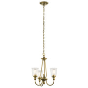 Kichler Waverly 3 Light Chandelier, Natural Brass Finish, Clear Seeded Glass Shades, 22 in Wide, 1 Tier, 43945NBR