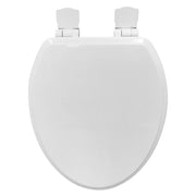 Mainstays Elongated Slow-Close Toilet Seat with Molded Soft TPU Leather Surface, Flip Slider Quick Release Hinges, White