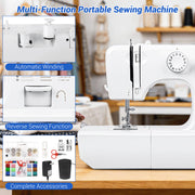 BCOOSS Mechanical Sewing Machine, Beginner Friendly, 45 Built-in Stitches, Dual Needle, Dual Speed, White, UFR-818