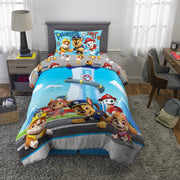 Franco Manufacturing Co. Paw Patrol Kids Twin Bedding Set, 4-Piece Reversible Comforter, Polyester Microfiber, Blue Gray, 7A0507