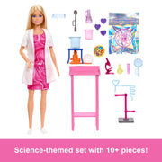 Mattel Barbie Scientist Doll Playset with Blonde Doll, Tie-Dye Dress, White Lab Coat, Lab Table, Microscope, Color-Change Beaker, Petri Dish Accessories, JCR70