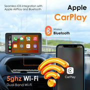 Rexing CPDUO-7 Wireless CarPlay/Android Auto Receiver with 4K Dash Cam, 1080p Rear Camera, GPS, Bluetooth, 32GB Card