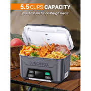 MPOW Cordless Electric Lunch Box, Battery Powered with Automatic Scheduled Heating, 5.5 Cups Capacity, Removable Tray Divider, Leakproof, Dishwasher Safe