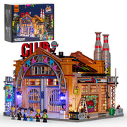 FUNWHOLE Music Dance Hall Lighting Street View Building Bricks Set, 2654 Pieces, Multicolor