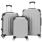 Zimtown Hardside Lightweight Spinner Gray 3 Piece Luggage Set with TSA Lock, Gray - Durable ABS