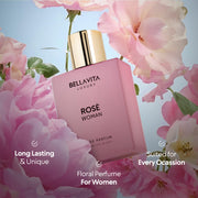 BellaVita Luxury Rose Perfume for Women, Floral Oriental Sweet Fragrance, 100ml