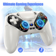Turpow Wireless Game Controller for P5 Pro Slim PC, LED Seven Light Colors, Dual Vibration, 3.5mm Audio Jack, Macro Turbo Function, 6-Axis Motion Control, White, RH-5188
