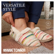 Minnetonka Women's Dina Classic Slippers, Cream Multi, Medium, Memory Foam Insole, Durable Rubber Sole