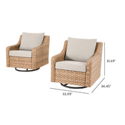 Better Homes & Gardens River Oaks Outdoor Swivel Gliders Set of 2, Natural Brown, Weather-Resistant Cushions, Steel Frame, Includes Patio Covers