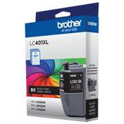 Brother Genuine LC401XLBK High Yield Black Ink Cartridge, 500 Pages, Compatible with Select Brother Color Inkjet All-in-One Printers