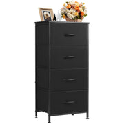 Concetta 15253111007 4-Drawer Fabric Storage Cabinet with Steel Frame, Natural Wood Handles, Black