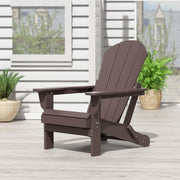 Polytrends Laguna Foldable Adirondack Outdoor Patio Chair, Dark Brown, Weather-Resistant HDPE Poly Plastic, Eco-Friendly, 34.5 in