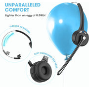 Caymuller Bluetooth 5.1 Wireless On-Ear Headset, Noise Canceling Microphone, Charging Base, Mute Button, Black, DT629