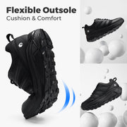 FitVille Mens Wide Trail Running Shoes, Breathable Mesh Upper, EVA Cushioned Midsole, Arch Support, Black, Size 11.5 V1