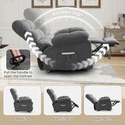JONPONY Swivel Rocker Recliner Chair, Ergonomic Lounge, 360 Swivel, Rocking Function, Side Pocket, Brown