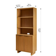 Better Homes & Gardens BHS436249972023 Lillian Fluted Bookcase with Doors, Natural Pine Finish