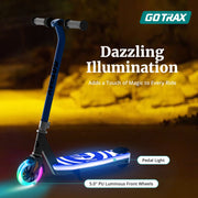 GOTRAX Scout 2.0 Kids Electric Scooter, 80W Motor, 6 MPH Max Speed, Colorful LED Front Wheel and Deck, Lightweight Aluminum Frame, Blue