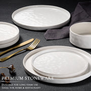 Vesteel 12-Piece Stoneware Dinnerware Set, Speckled White, Includes Plates and Bowls for 4, Dishwasher and Microwave Safe, Stackable Design
