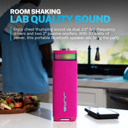 JLab JBuds Party Portable Bluetooth Speaker, 30W RMS, Pink, Waterproof, USB-C, LED Light, Rechargeable