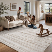 VUNATE 10'x14' Boho Geometric Brown Area Rug, Washable, Non-Slip TPR Backing, Low Pile Polyester Carpet, SSH-MWCL-BRN1014