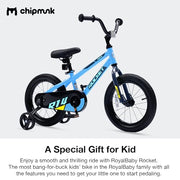 RoyalBaby Cycle Rocket 14 Inch Kids Bike, Carbon Steel Frame, Coaster Brake, Quick-Release Adjustments, Light Blue, RB14B-6.1B2