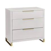 Modrn 62564562 Glam 3 Drawer Dresser, Bianca White W/Satin Brass