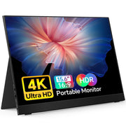 MNN 4K Portable Monitor, 15.6 in UHD 3840x2160 IPS Display, 100% Adobe RGB, HDR, USB-C HDMI, 60Hz, Black, M156U01