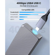 ORICO M214C3-U4-GY-BP M.2 NVMe SSD Enclosure Case 40Gbps USB4 Enclosure External NVMe Enclosure USB C Adapter Aluminum Hard Drive Enclosure for SAMSUNG 990 PRO etc ,Up to 4TB(NO DRIVE)