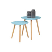 Convenience Concepts No Tools Oslo Nesting End Tables, Sea Foam/Light Oak