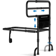 KingPavonini Bed Safety Rail with 9-Level Adjustable Handles, Stainless Steel, Supports 400 lb, Includes Storage Bag
