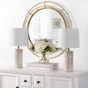 Safavieh Jonie Solid Ceramic Table Lamp Set of 2, Ivory, 19 in, LED Bulbs Included, TBL4335B-SET2