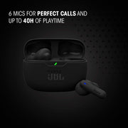 JBL Vibe Beam 2 True Wireless Earbuds, Active Noise Cancelling, JBL Pure Bass Sound, Smart Ambient Technology, 40H Playback, IP54 Dust and Water Resistant, Black