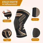 Reosot Copper Knee Brace 2-Pack, Compression Knee Sleeves with Copper-Infused Fabric, Black, Large