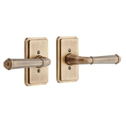 Signature Hardware 552060AB MNG 503 Solid Brass Dummy Interior Door Set w/ Sculpted Square Lever Handle (Right Hand - No Backset - Antique Brass)