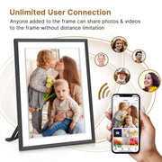 NUSICAN 10.1 Inch WiFi Digital Photo Frame, 32GB Memory, HD 1280x800 IPS Touchscreen, Auto Rotate, Wall Mountable, Black