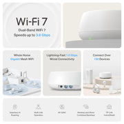 TP-Link WB10800 Wi-Fi 7 Dual-Band, Next-Generation AI-Driven Home Mesh Router System Deco (3-pack)