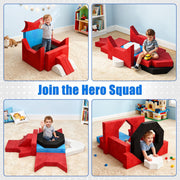 iYofe Modular Kids Play Couch Set for Toddlers Playroom, 14PCS, Washable Velvet, Red