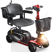 SACVON X01-Red 4-Wheel Mobility Scooter with Walking Stick Holder for Seniors, Electric Folding Wheelchair Device for Travel, Red