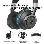 Cshidworld Wireless On-Ear Headphone, Upgrade Bass HiFi Stereo Wireless Heaset, Black