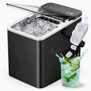 EUHOMY Countertop Ice Maker, Portable, 26 lb Daily Output, 9 Bullet Ice Cubes in 6 Minutes, 2 Ice Sizes, Self-Cleaning, 1.1L Water Tank, Black, IM021-B1