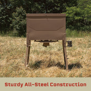 Mossy Oak 85503 Game Feeder, 400 lb Capacity, Steel Construction, Sturdy Sled Base, Tan