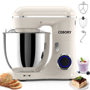 CEBORY 1533 Stand Mixer, 6.5 QT Tilt-Head 660W 10-Speed Food Mixer, 3-IN-1 Kitchen Electric Mixer, Almond Cream
