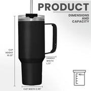 JUSTLET JUSTLET-0002 40 oz Easy to Clean Stainless Steel Vacuum Insulated Travel Mug, Black
