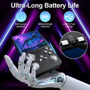 Colorfish Handheld Game Console, 8000+ Classic Games, 128GB SD Card, 3.5in IPS Screen, Dual-Core 1.2GHz, 2GB RAM, HDMI Output, 3000mAh Battery, Transparent Black